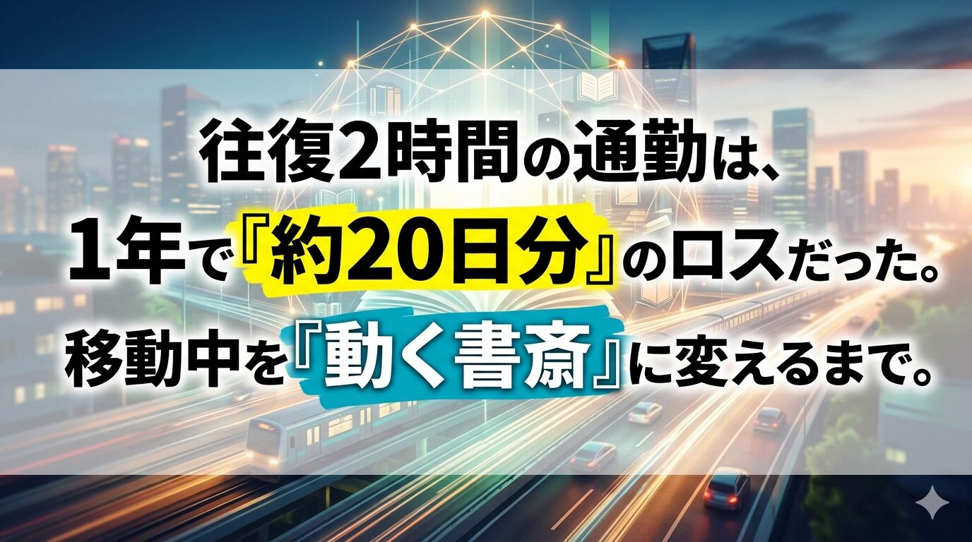 往復2時間の通勤は、1年で『約20日分』のロスだった。移動中を『動く書斎』に変えるまで。