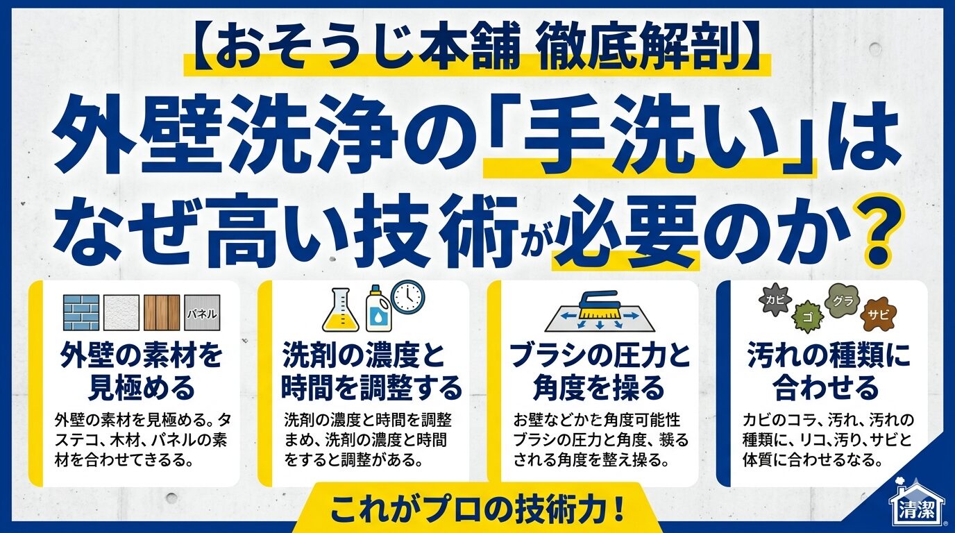 おそうじ本舗 徹底解剖】外壁洗浄の「手洗い」はなぜ高い技術が必要なのか？