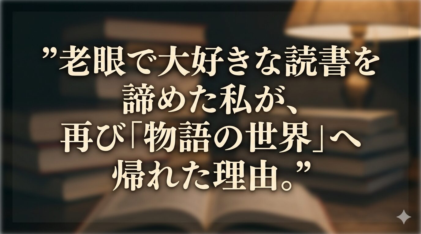 老眼で大好きな読書を諦めた私が、再び「物語の世界」へ帰れた理由。目を使わ