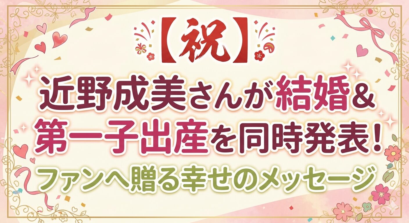 【祝】近野成美さんが結婚＆第一子出産を同時発表！ファンへ贈る幸せのメッセージ